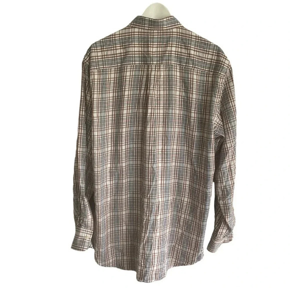 Peter Millar 100% Cotton Button Up Long Sleeve Shirt Brown Stripes Size Large - Picture 4 of 7